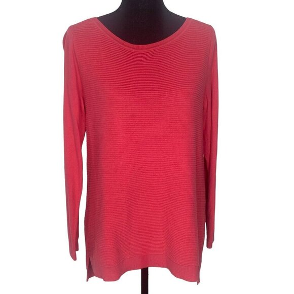 TALBOTS Sweater Pullover Textured Long Sleeve Crew Neck Relaxed Pink M 53-21 - Picture 1 of 9